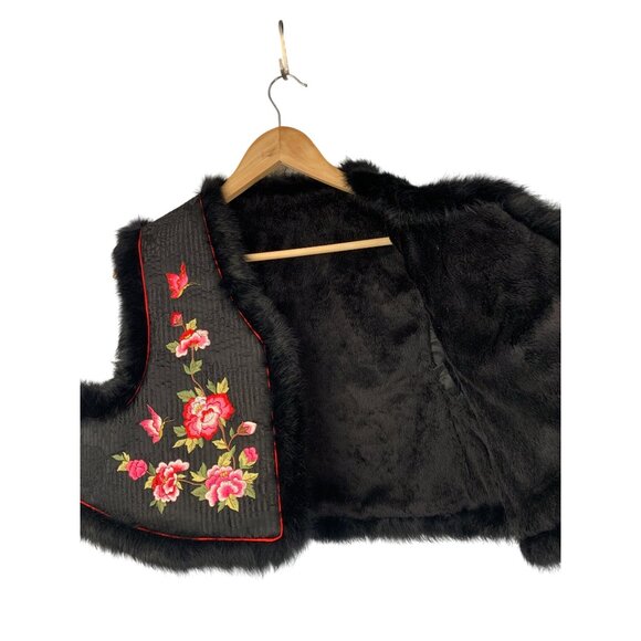 Handmade Vest Reversible M Embroidered Fur Trim Quilted RHH10571 BOHO Open Crop - Picture 8 of 11